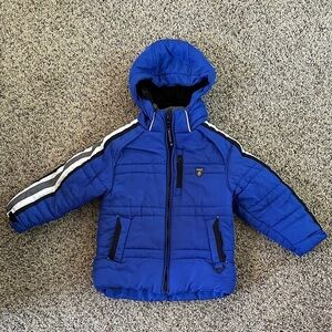 Blue Hooded Jacket with Striped Sleeves Size 3T